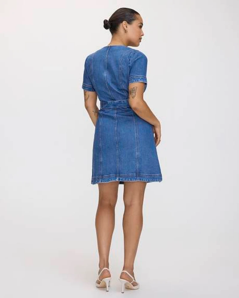 Fit-and-Flare Buttoned-Down Denim Dress