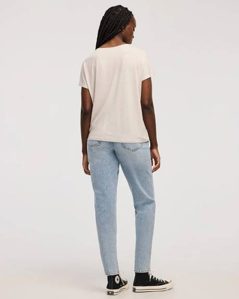 Short-Dolman-Sleeve Boat-Neck T-Shirt