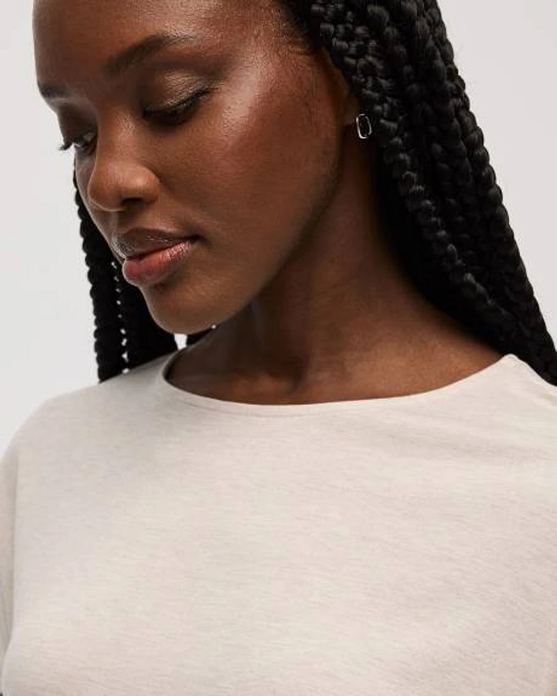 Short-Dolman-Sleeve Boat-Neck T-Shirt