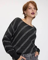 Striped Long-Sleeve Boat-Neck Sweater