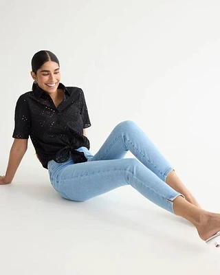 Cropped Denim Legging Pants