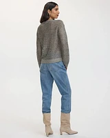 Long-Sleeve Crew-Neck Open-Stitch Sweater