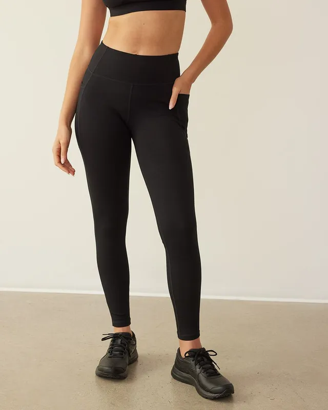 Ardene Black High Waist Crossover Leggings | Size | Spandex/Polyamide