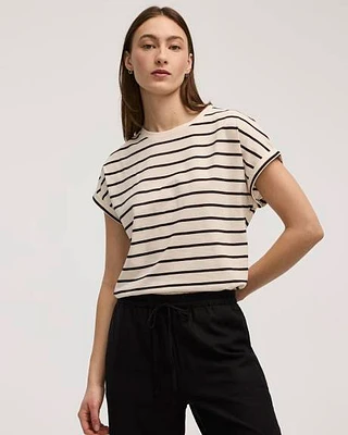 T-shirt à col rond rayé