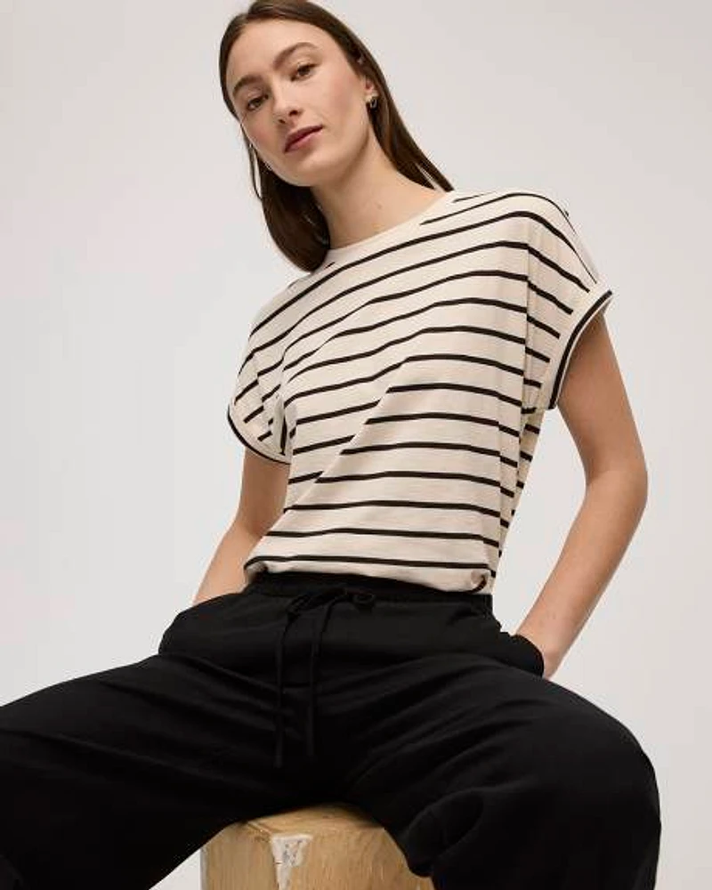 T-shirt à col rond rayé