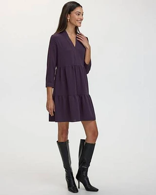 3/4-Sleeve V-Neck Tiered Dress