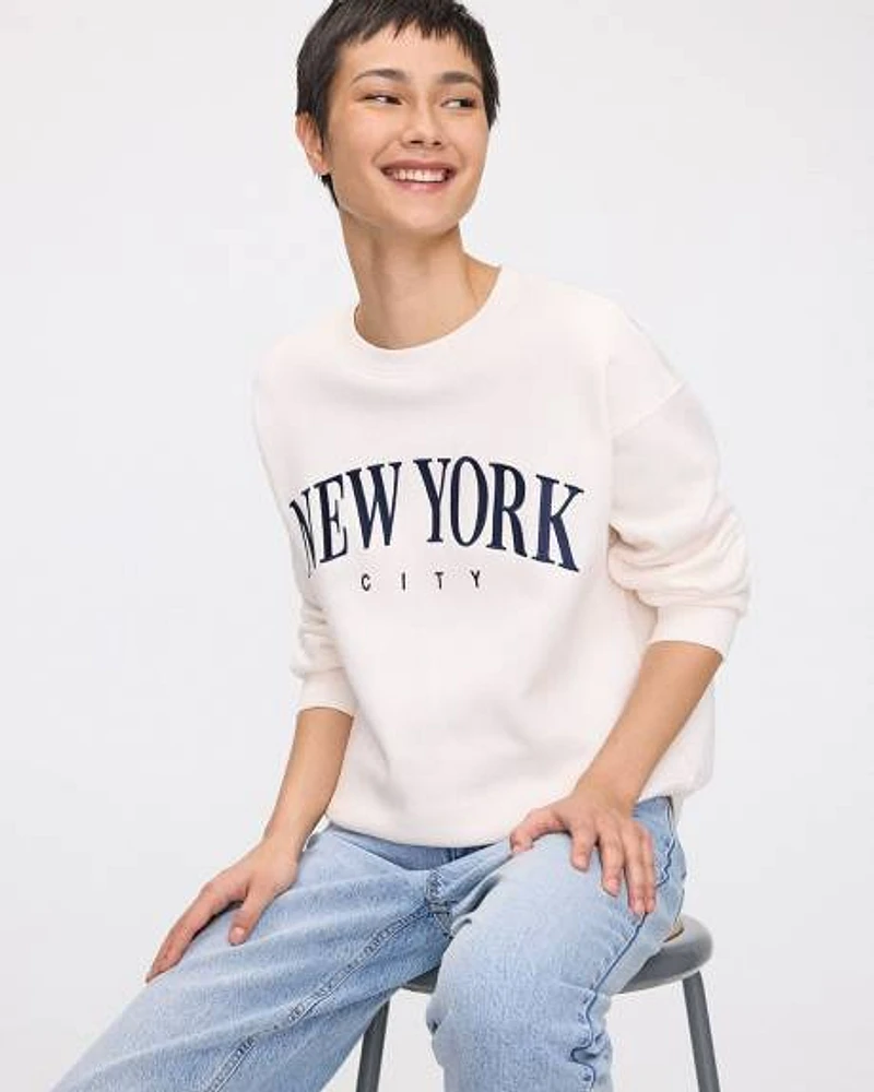 Long-Sleeve Crew-Neck Fleece Sweatshirt