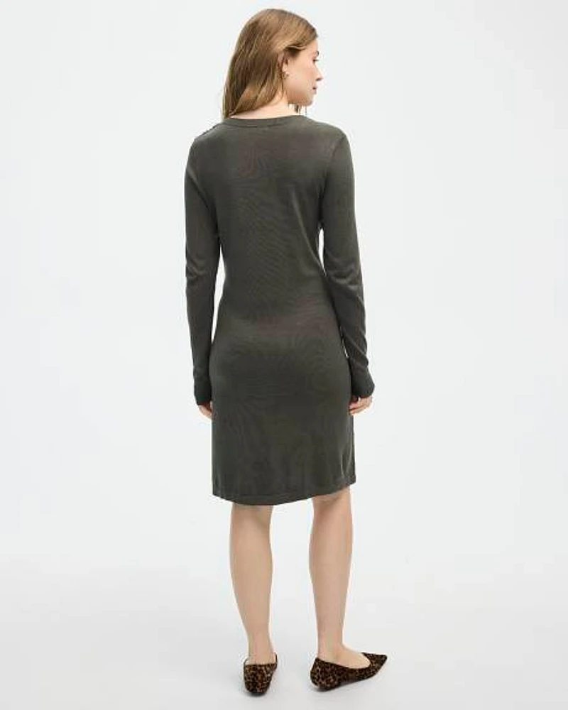 Long-Sleeve Crew-Neck Sweater Dress