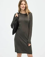 Long-Sleeve Crew-Neck Sweater Dress