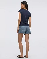 Short-Sleeve Crew-Neck Tee with Shirred Sides