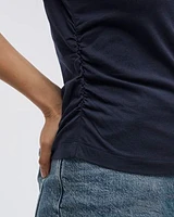 Short-Sleeve Crew-Neck Tee with Shirred Sides