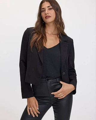 Cropped Blazer with Rhinestones