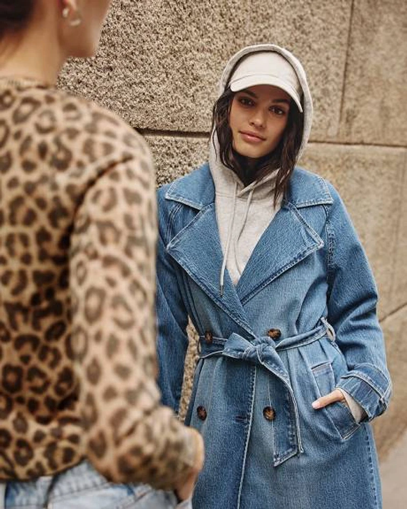 Manteau trench en denim