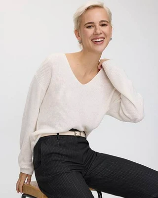 Cashmere-Blend V-Neck Sweater