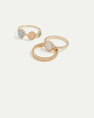 Rings with Pastel Stones and Pearl