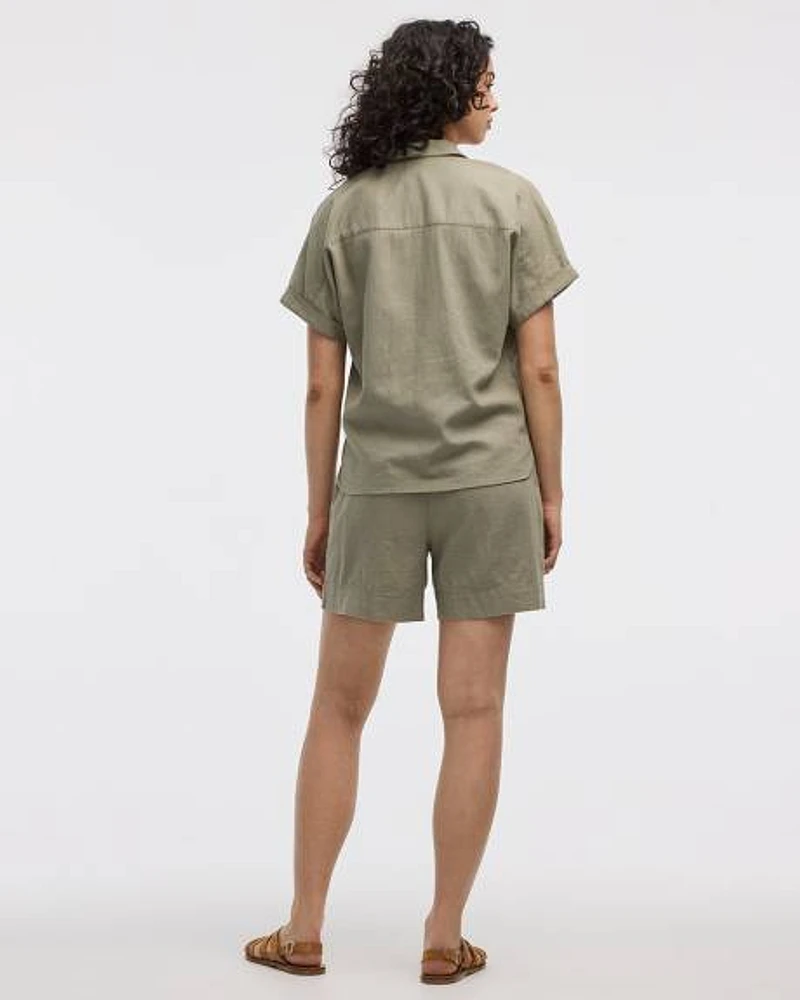 Short-Sleeve Linen-Blend Shirt