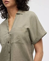 Short-Sleeve Linen-Blend Shirt