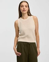 Crew-Neck Tank with Fancy Stitches