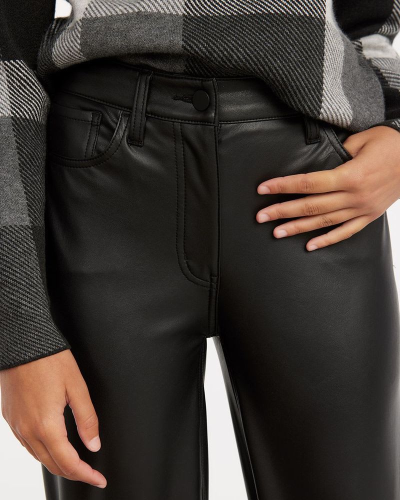 Buy Women Faux Leather Pants High Waist Straight Leg Leggings Loose Fit  Trousers Vintage 90s Streetwear Black Medium at Amazonin