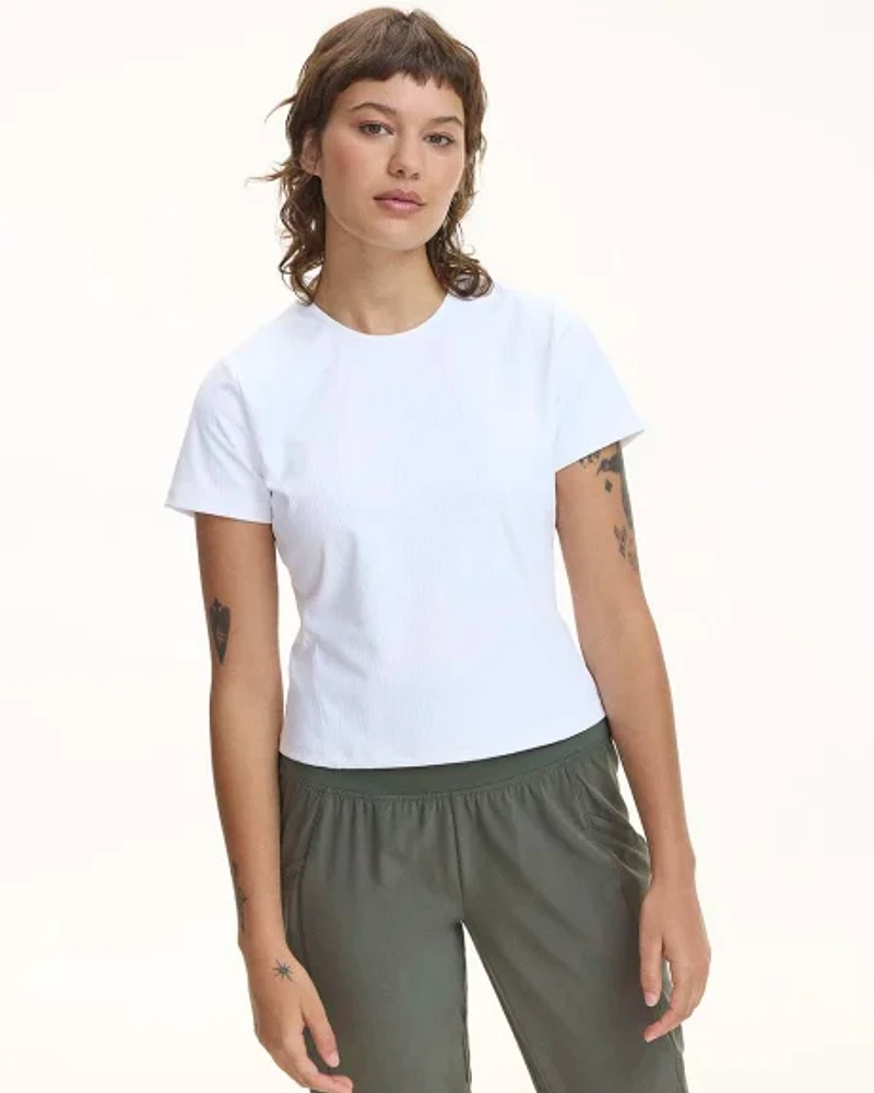 Short-Sleeve Crew-Neck Ribbed Tee