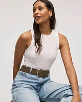 Camisole ajustée et côtelée à col rond