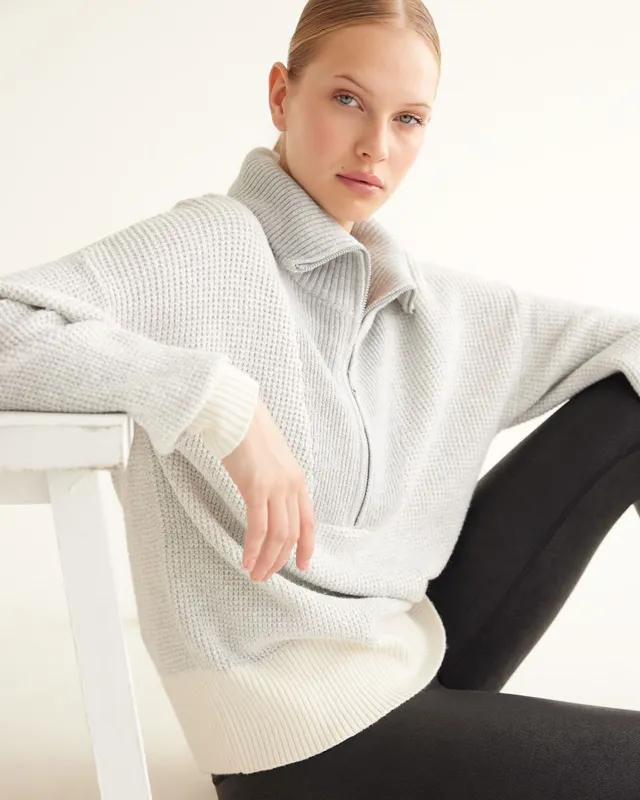 Reitmans Long-Sleeve Waffle Turtleneck Sweater with Half-Zip