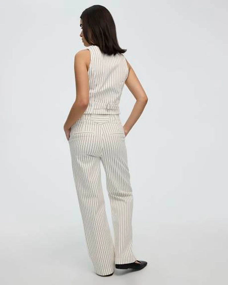 Jean rayé à taille mi-haute et jambe droite