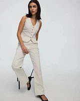 Jean rayé à taille mi-haute et jambe droite