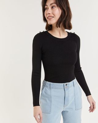Knit Button Shoulder Top