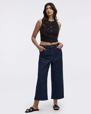 Wide-Leg High-Rise Cropped Jean