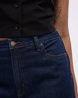 Jean court à jambe large et taille haute