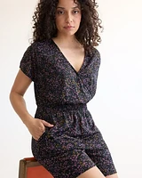 Short-Sleeve Romper with Wrap V Neckline