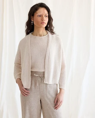 Long-Sleeve Loose Linen-Blend Bolero