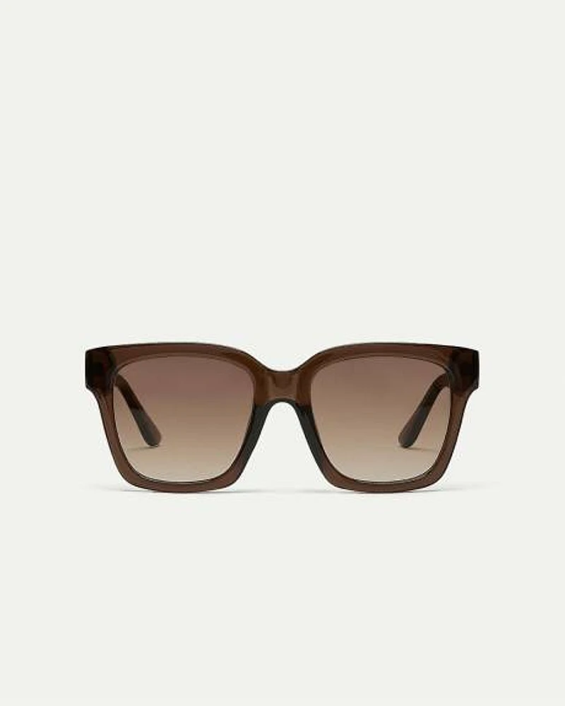 Lunettes de soleil brunes à monture carrée