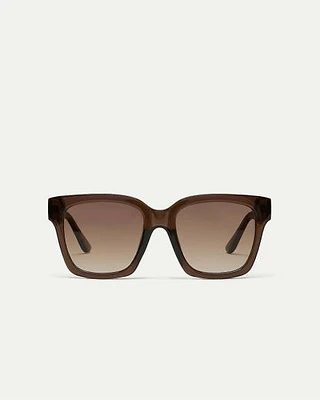 Lunettes de soleil brunes à monture carrée