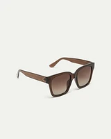 Lunettes de soleil brunes à monture carrée