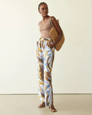 Wide-Leg Pull-On High-Rise Pant