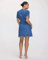 Robe boutonnée cintrée et évasée en denim