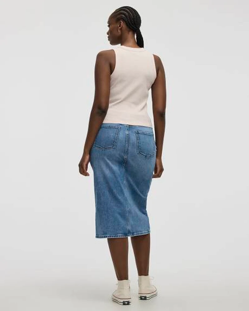 Camisole ajustée et côtelée à col rond