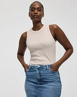 Camisole ajustée et côtelée à col rond