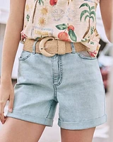 Ceinture élastique en paille avec boucle bois