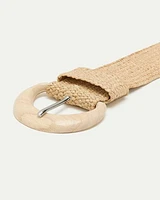 Ceinture élastique en paille avec boucle bois