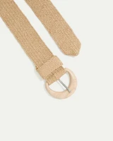 Ceinture élastique en paille avec boucle bois