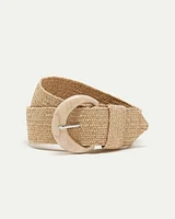 Ceinture élastique en paille avec boucle bois