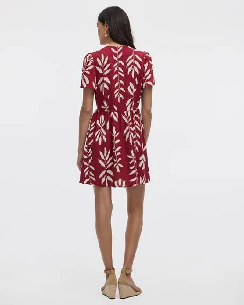 Short-Sleeve V-Neck Dress