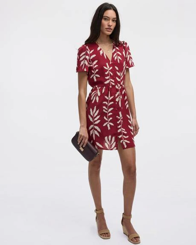 Short-Sleeve V-Neck Dress