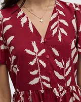 Short-Sleeve V-Neck Dress