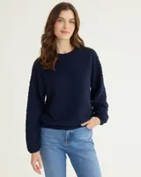 Long-Sleeve Crew-Neck Top with Elastic Hem