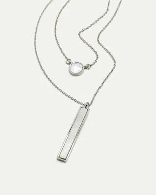 Double-Layer Necklace with Baguette Pendant