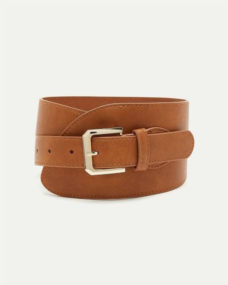 Asymmetrical Faux Leather Belt